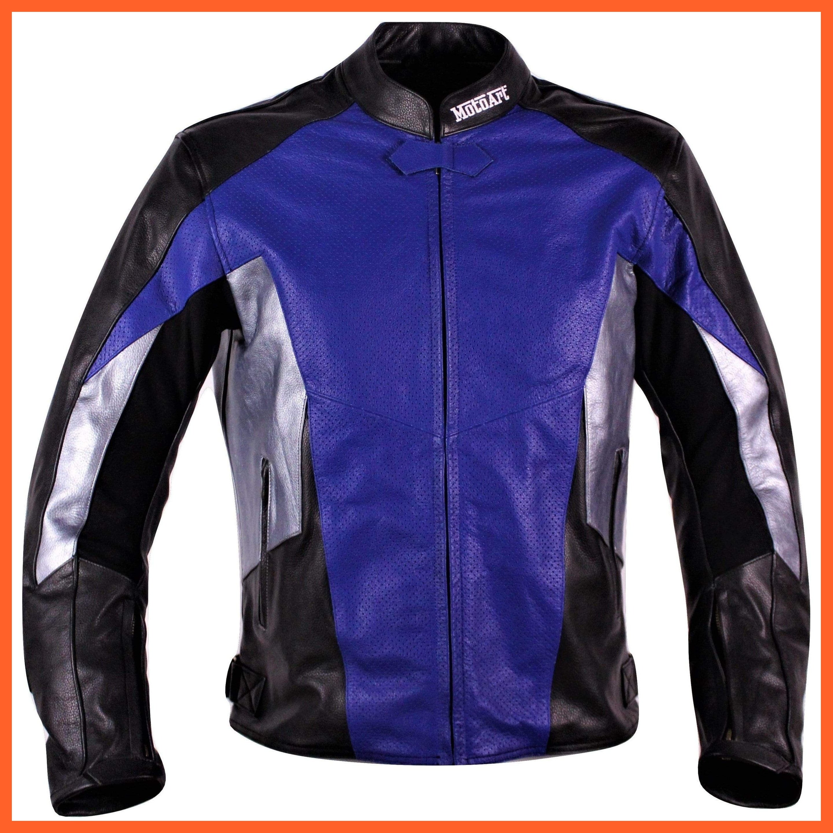 Motoart Racing Pro Series I Blue, Silver & Black Perforated Biker | whatagift.com.au.
