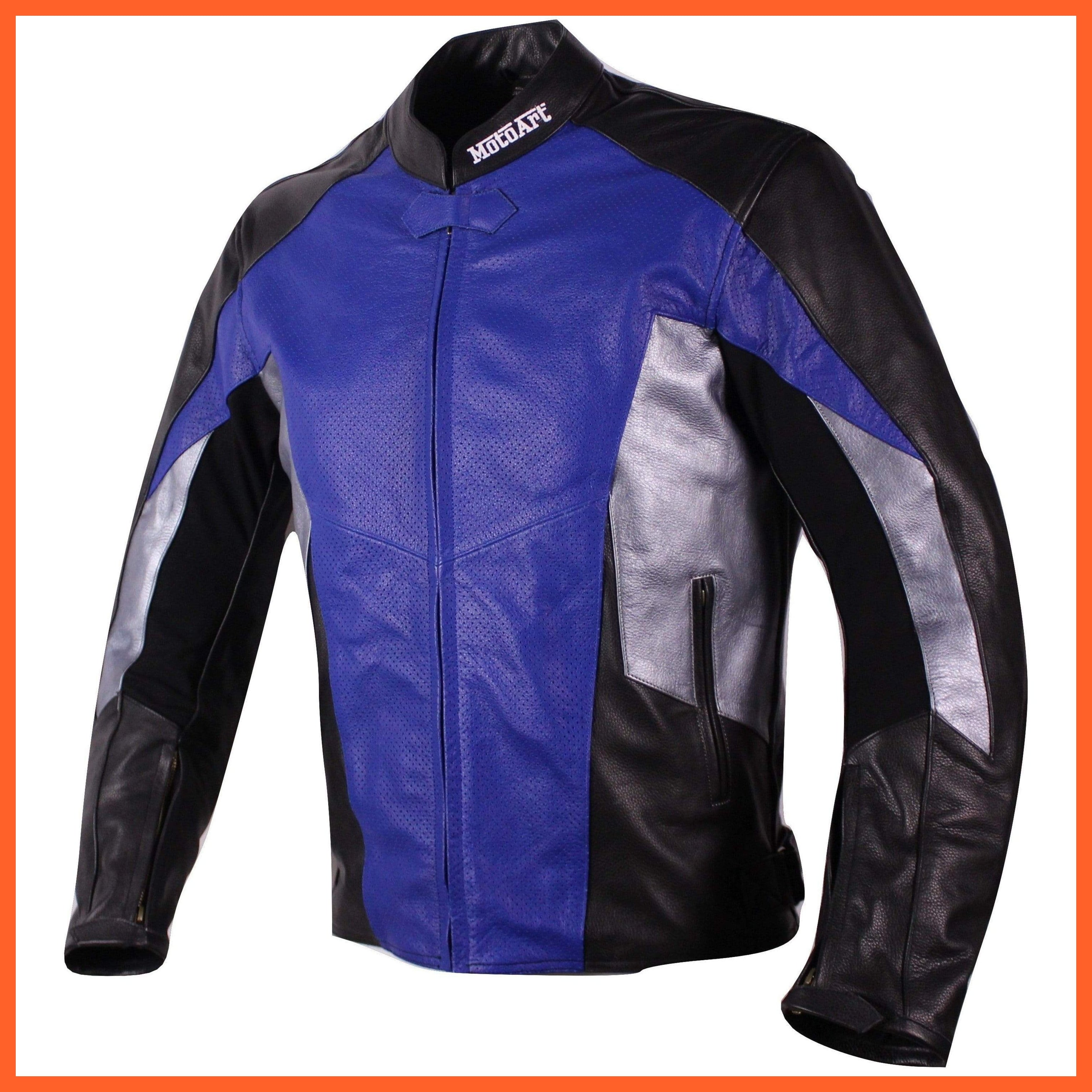 Motoart Racing Pro Series I Blue, Silver & Black Perforated Biker | whatagift.com.au.