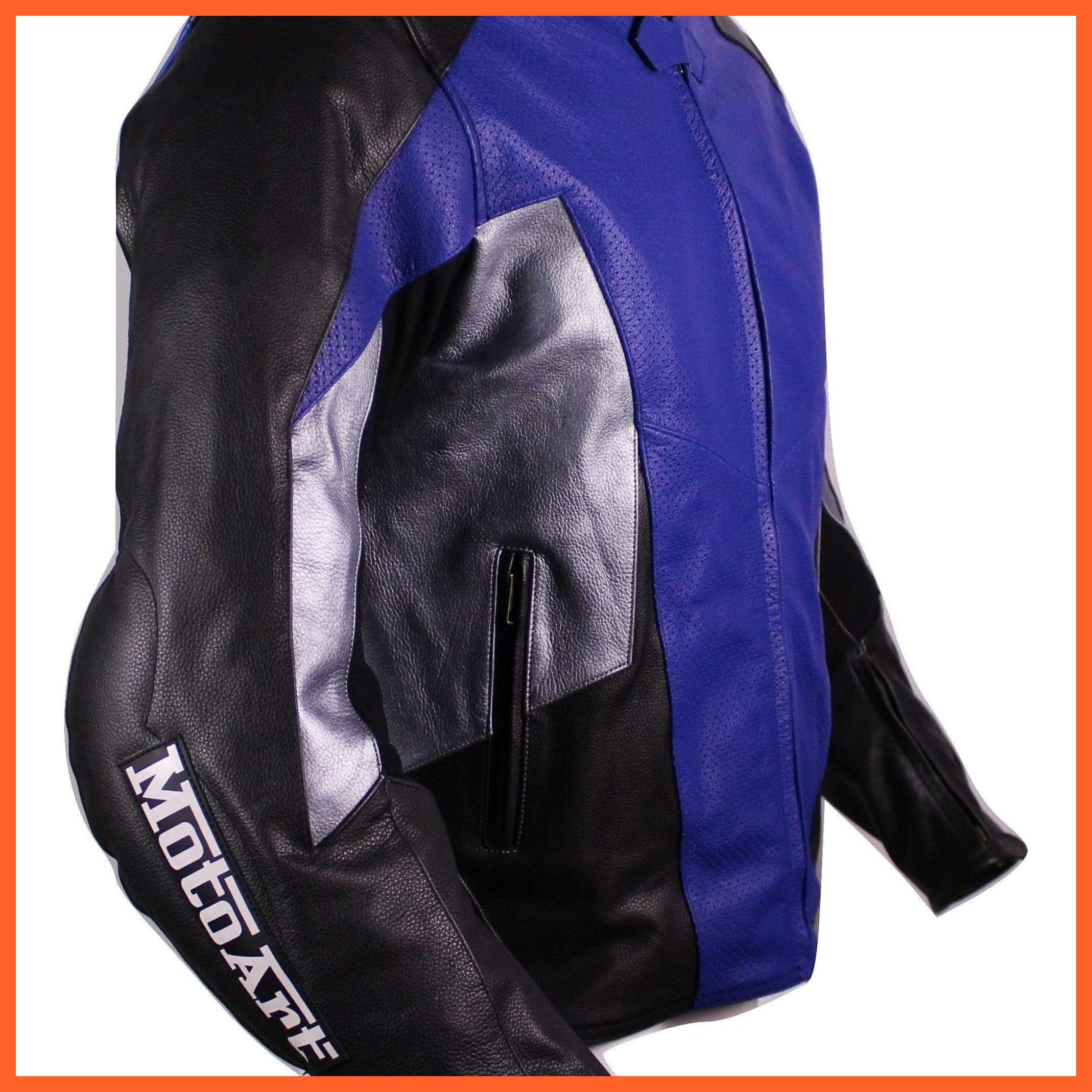 Motoart Racing Pro Series I Blue, Silver & Black Perforated Biker | whatagift.com.au.