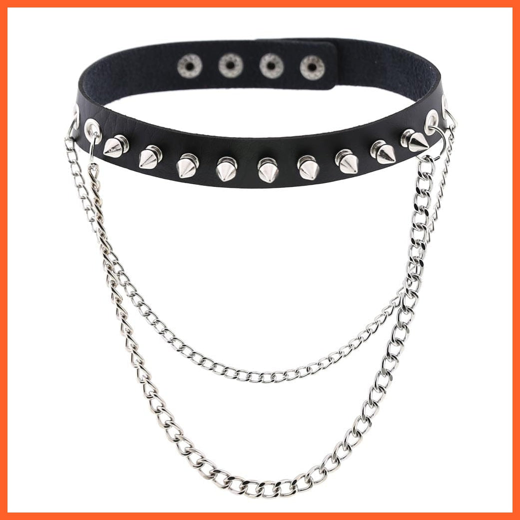 whatagift.uk JDLTXQ PU Leather Rivet Choker Chain Necklace For Women