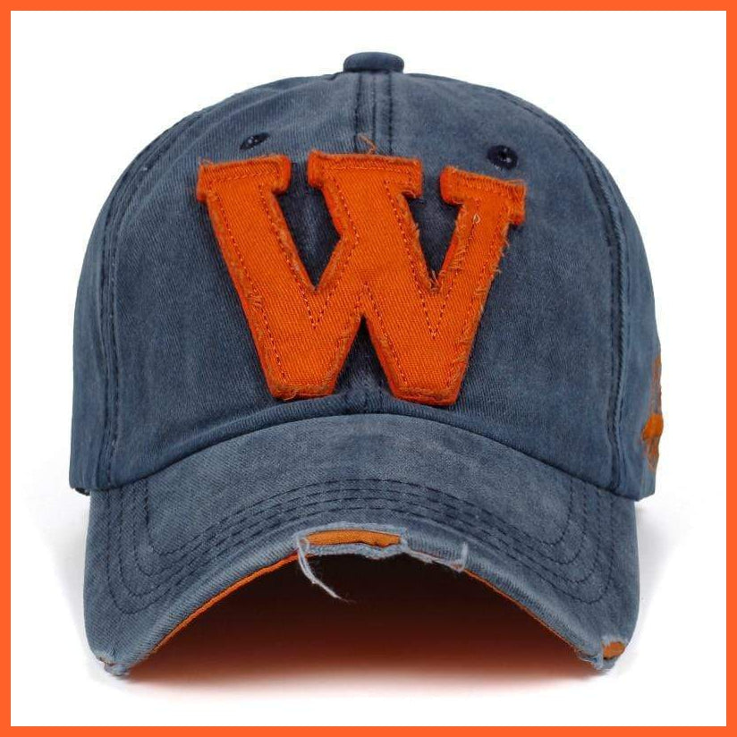 Jeans W - Casual Caps - 6 Varieties | New Cotton Letter W Baseball Cap Retro Outdoor Men Women Sports Caps | whatagift.com.au.