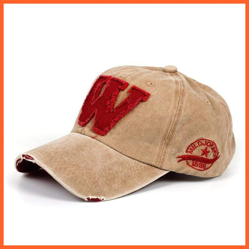 Jeans W - Casual Caps - 6 Varieties | New Cotton Letter W Baseball Cap Retro Outdoor Men Women Sports Caps | whatagift.com.au.