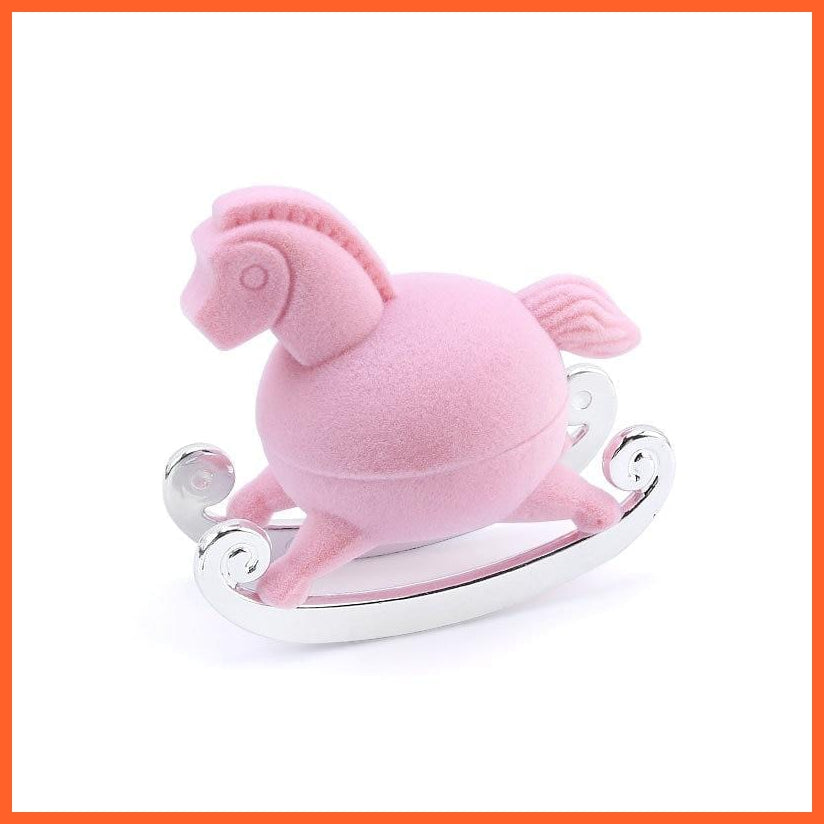 1 Piece Cute Pink Pony Velvet Jewelry Box | Wedding Ring Box Gift Boxes For Jewelry Packaging Rings Necklace Display Storage | whatagift.com.au.