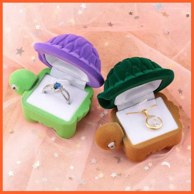 2 Pieces Lovely Velvet Tortoise Gift Box Jewelry Box | Wedding Ring Box Necklace Ring Case Earrings Holder For Jewellery Display | whatagift.com.au.