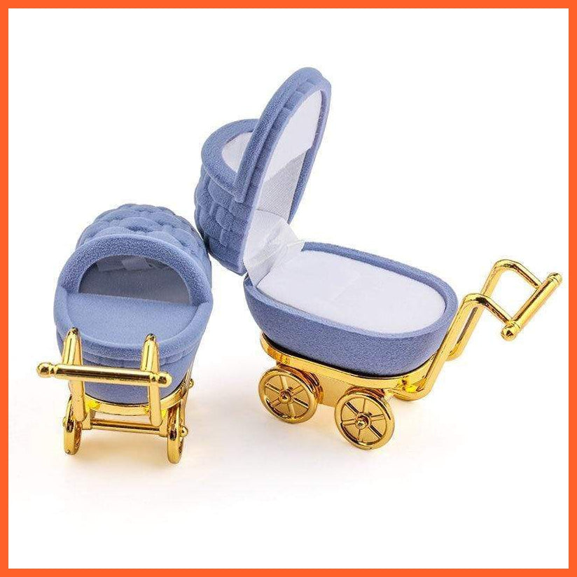 2 Pieces Cute Velvet Jewelry Box | Baby Carriage Wedding Ring Box Gift Box | Necklace Ring Case Earrings Holder For Jewelry Display | whatagift.com.au.