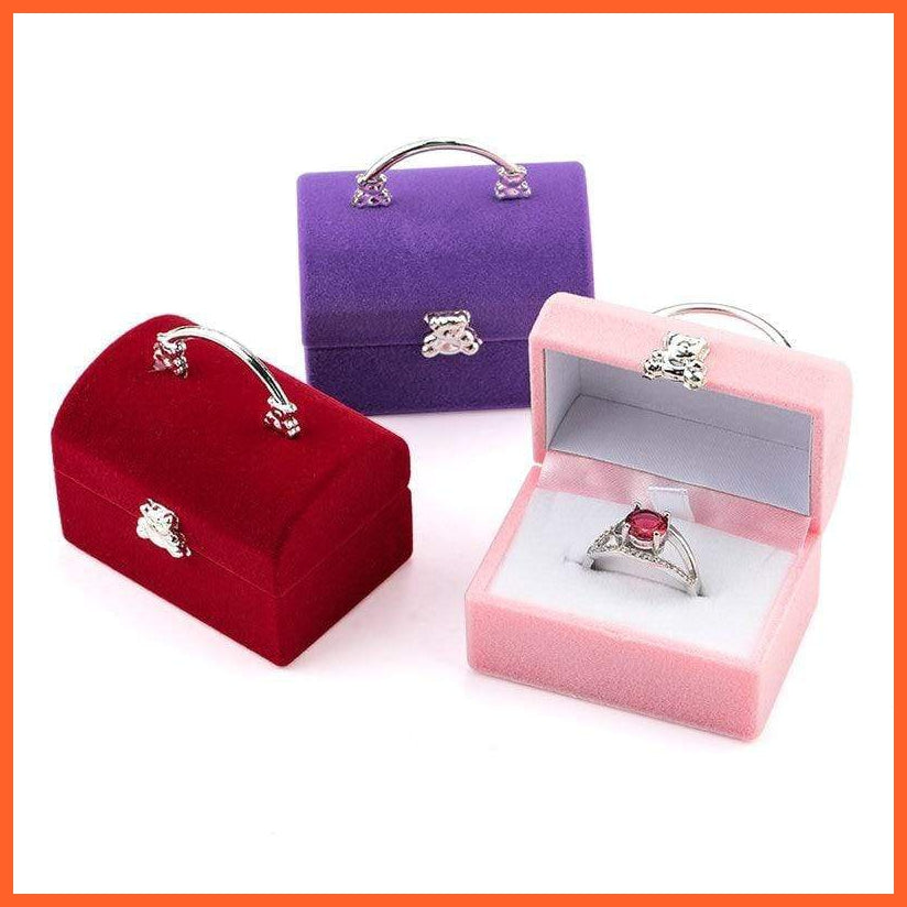 2 Pieces Lovely Velvet Gift Box Jewelry Box | Wedding Ring Box Necklace Ring Cases | Earrings Holder For Jewellery Display 3 Colors | whatagift.com.au.