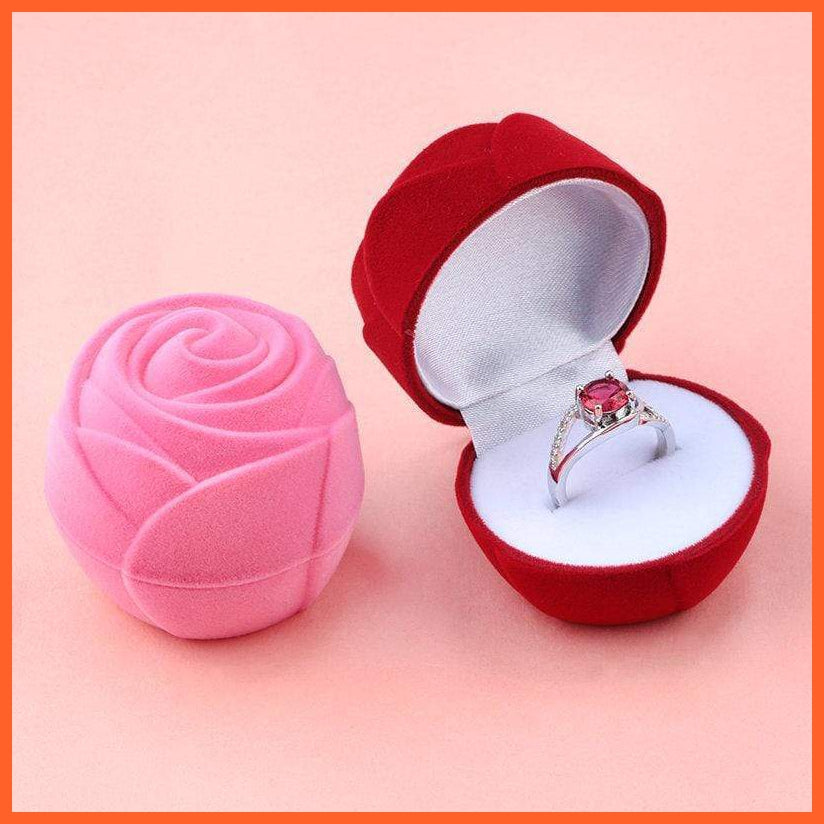 2 Pieces Lovely Velvet Gift Box | Rose Flower Jewelry Box Wedding Ring Box | Necklace Ring Case Earrings Holder For Jewellery Display | whatagift.com.au.