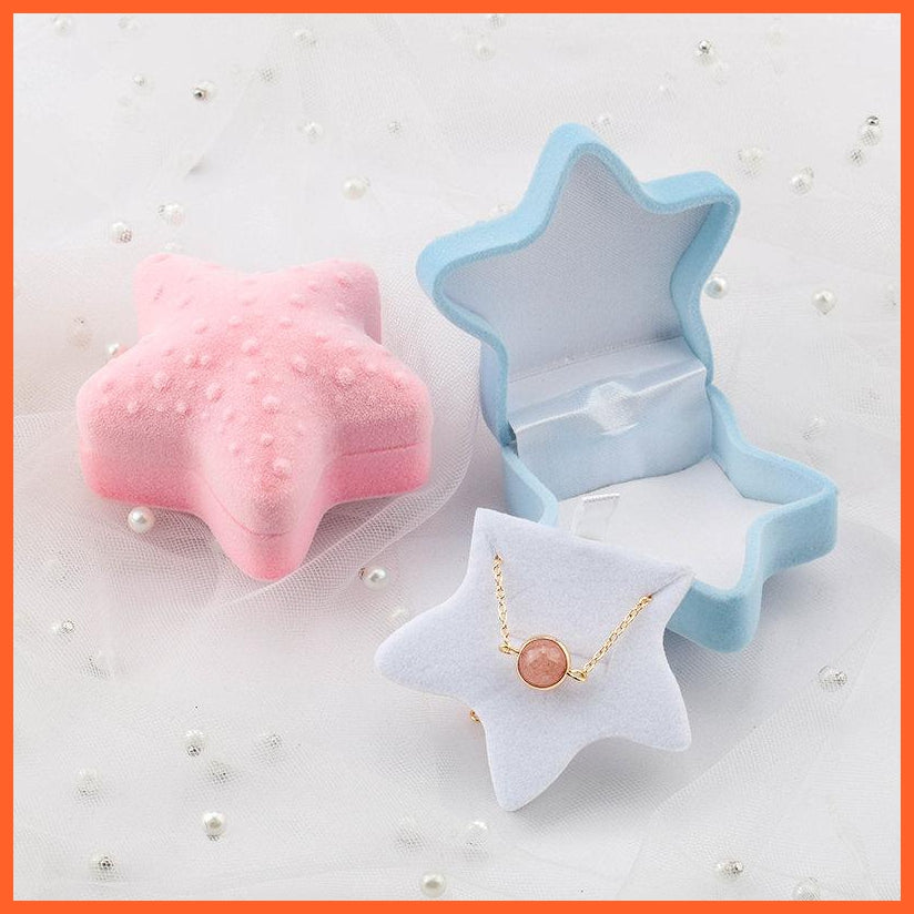 2 Pieces Lovely Velvet Jewelry Box Starfish Wedding Ring Box | Necklace Ring Case Earrings Holder For Jewellery Display Holder | whatagift.com.au.