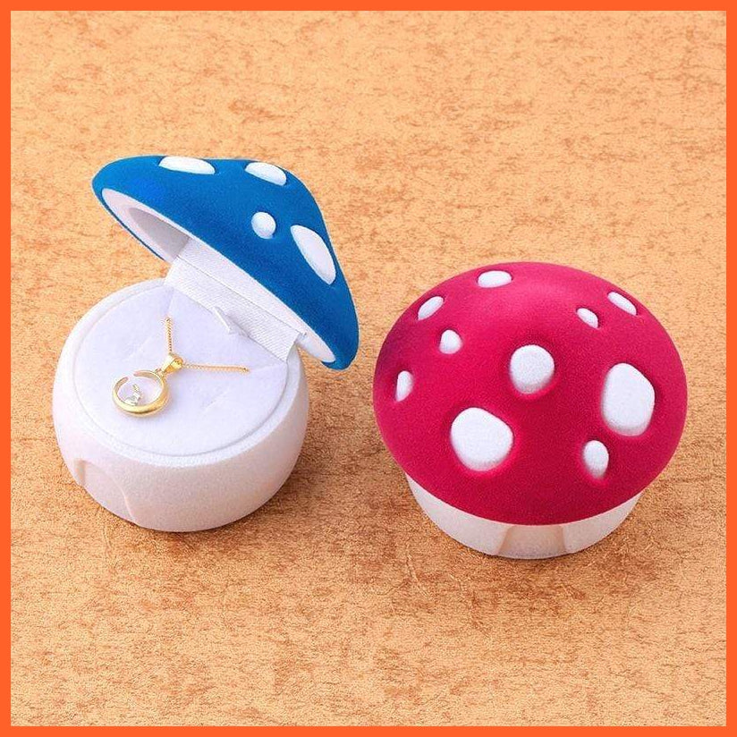 2 Pieces Lovely Velvet Mushroom Gift Box Jewellery Box | Wedding Ring Box Necklace Ring Case Earrings Holder For Jewellery Display | whatagift.com.au.