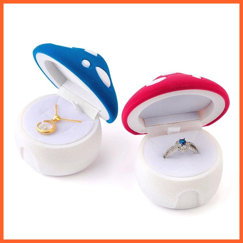 2 Pieces Lovely Velvet Mushroom Gift Box Jewellery Box | Wedding Ring Box Necklace Ring Case Earrings Holder For Jewellery Display | whatagift.com.au.
