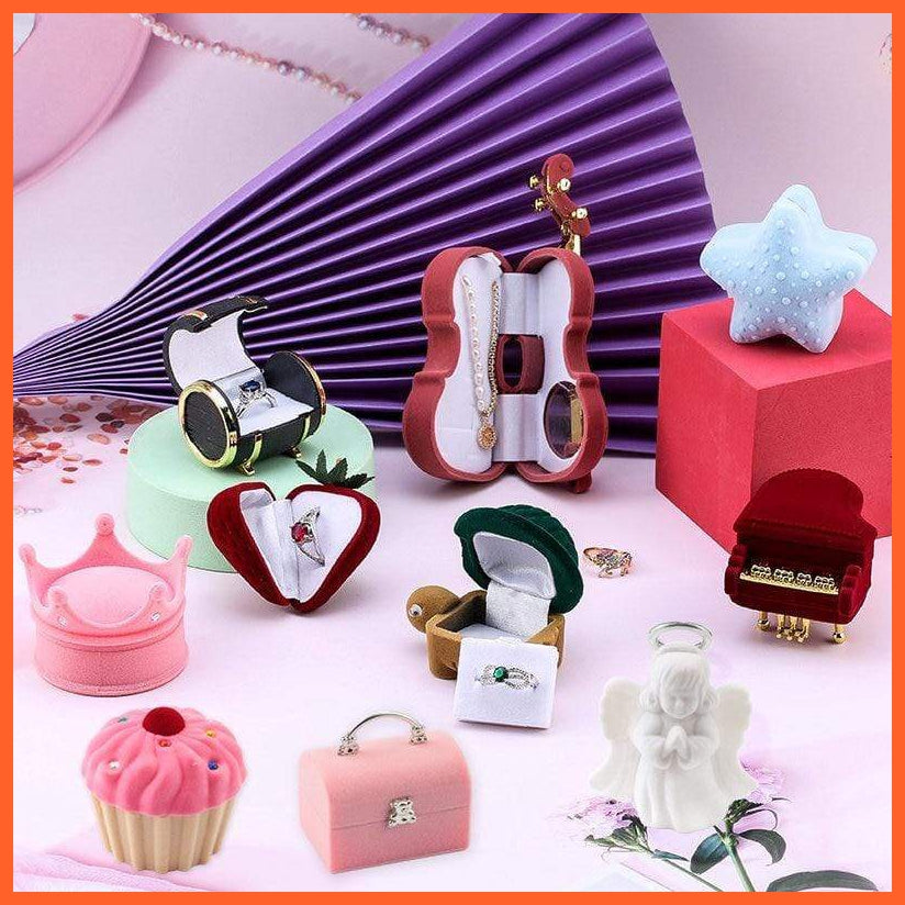 One Piece Velvet Jewellery Box Gift Box | Container Wedding Ring Box Ring Case Earrings Holder For Jewellery Display & Jewellery Package | whatagift.com.au.