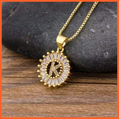 Girls Initial Letter Necklace | Nitial Letter Necklace 26 Letters Charm Gold Name Necklace Pendant Top Quality Copper Zircon Jewellery | whatagift.com.au.