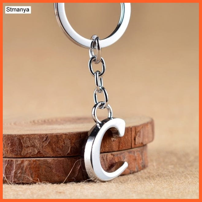 whatagift.com.au Keychains C A-Z Letters key Chain | Silver Color Metal Keychain