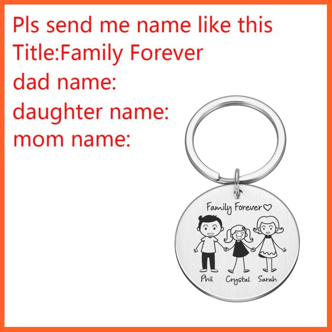whatagift.com.au Keychains Girl-3 people / Gold / Commonly Family Love Cute Keychain | Engraved The Smith Family for Each Member