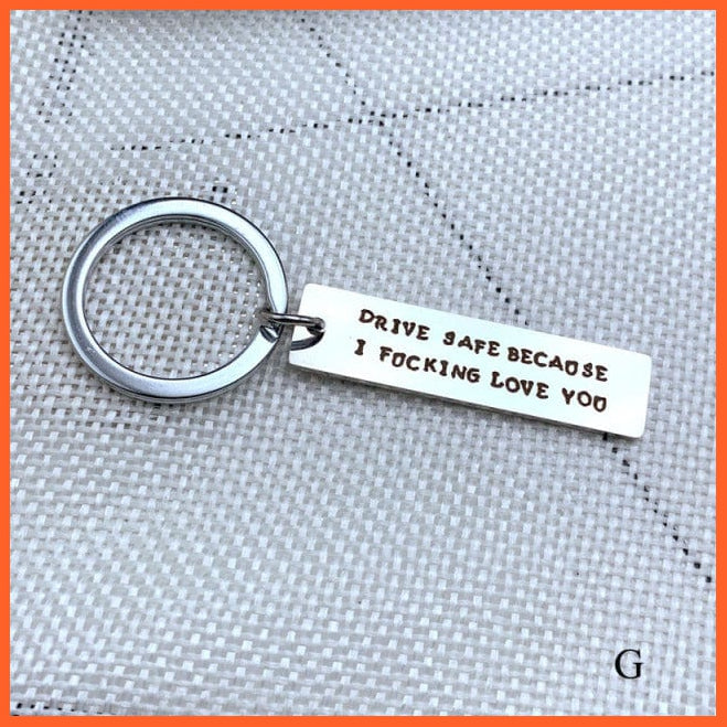 whatagift.com.au Keychains KC07-G Stainless Steel Keychain With Drive Safe | Engraved Letters