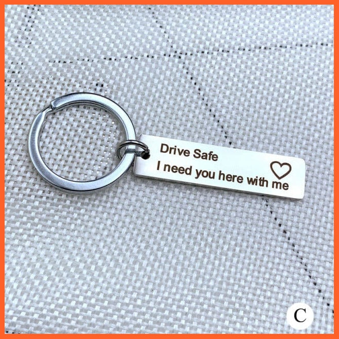 Stainless Steel Keychain With Drive Safe | Engraved Letters | whatagift.com.au.
