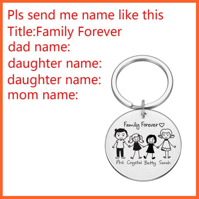 whatagift.com.au Keychains Two girls / Gold / Commonly Family Love Cute Keychain | Engraved The Smith Family for Each Member