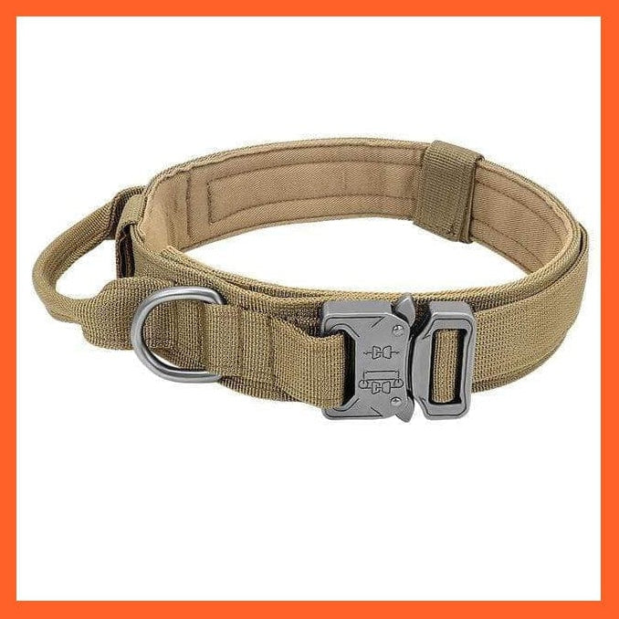 whatagift.com.au Khaki / M Nylon Military Durable Tactical Dog Collar | Tough Dog Collar With Training Control Adjustable Leash