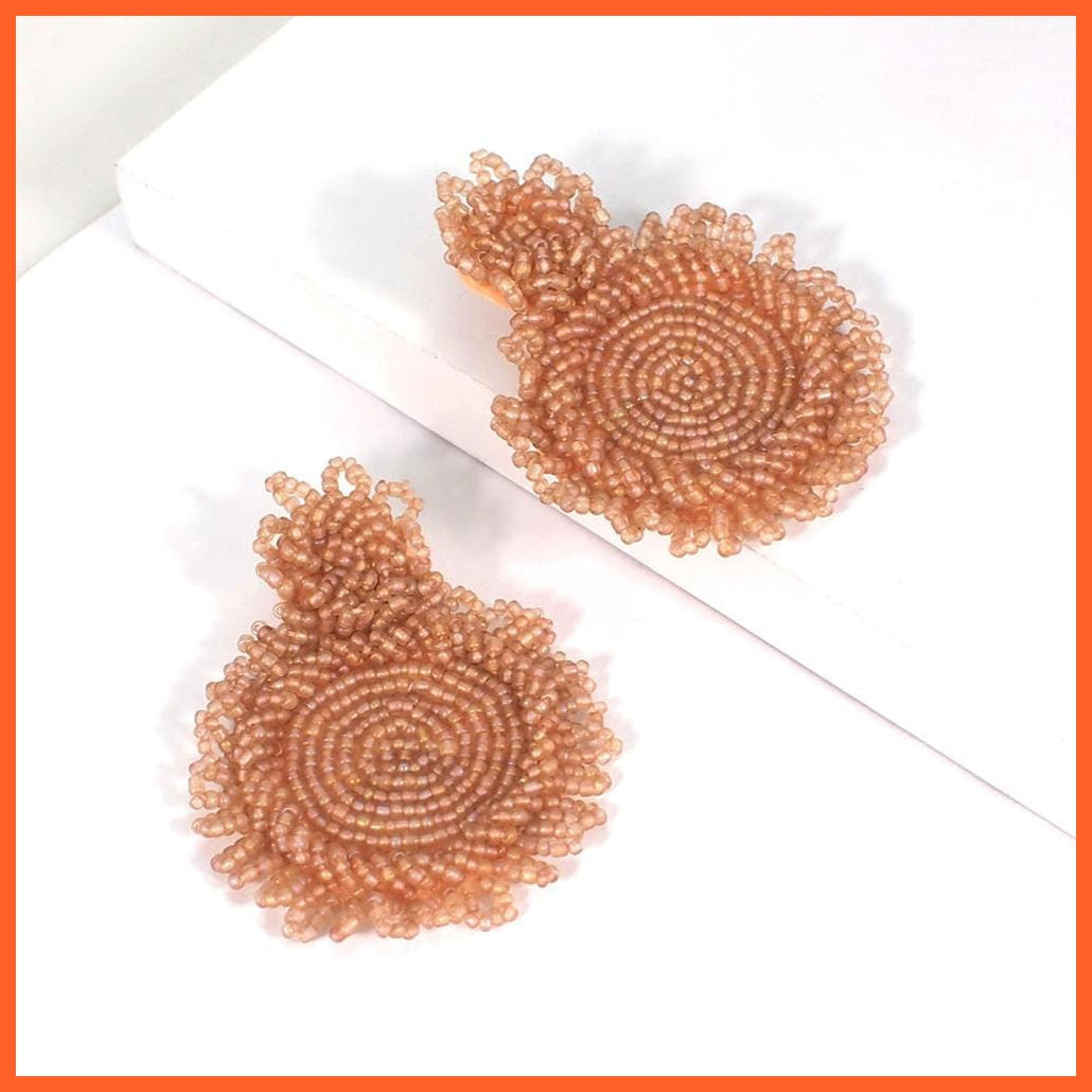whatagift.com.au Khaki Pink Earrings Bohemian Handmade Beads Drop Earrings For Women