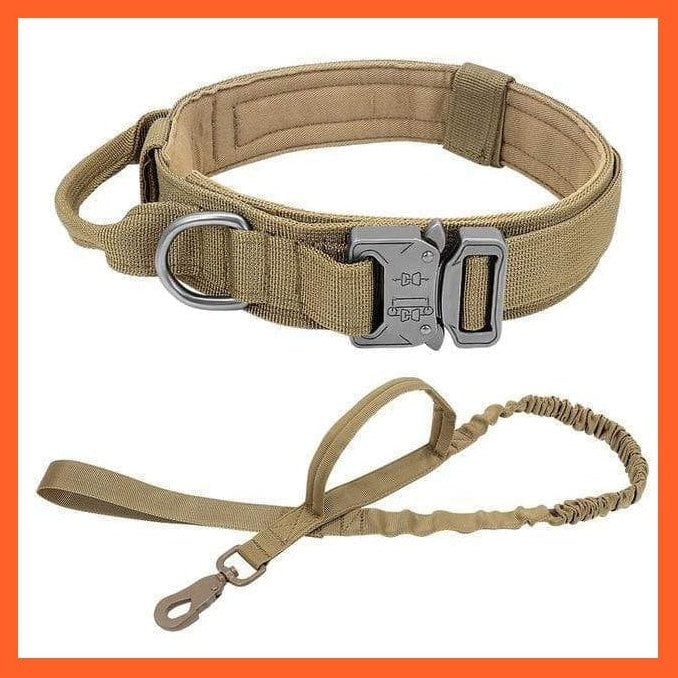 whatagift.com.au Khaki Set / M Nylon Military Durable Tactical Dog Collar | Tough Dog Collar With Training Control Adjustable Leash
