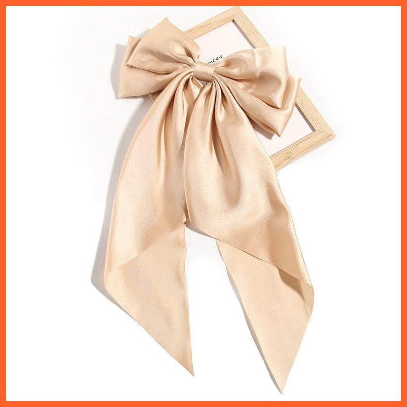 whatagift.com.au khaki Women Large Bow Hairpin | Summer Chiffon Big Bowknot Clip | Hair Accessories