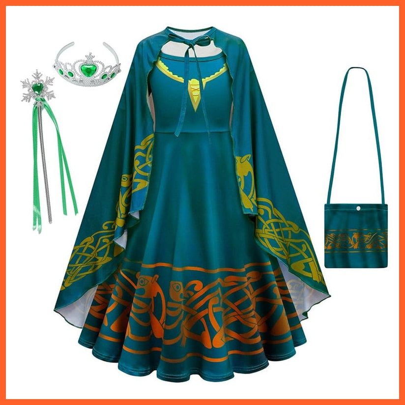 whatagift.com.au Kids Dresses 2-3T (100) / Merida set B Brave Merida Costume for Girls Halloween Princess Dress | Party Cosplay Costume