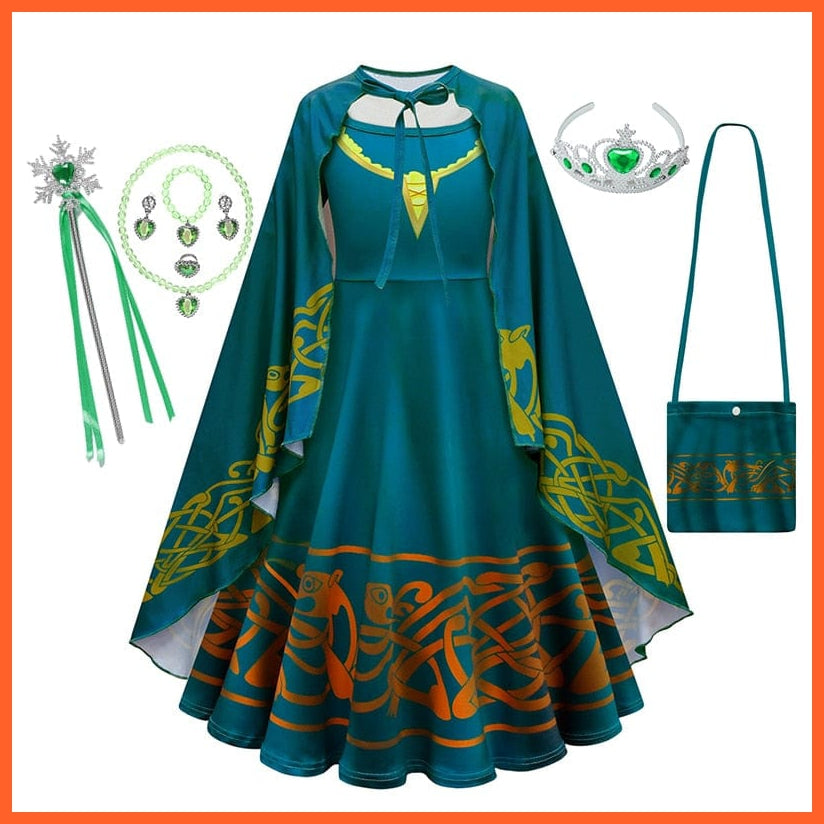 whatagift.com.au Kids Dresses 2-3T (100) / Merida set C Brave Merida Costume for Girls Halloween Princess Dress | Party Cosplay Costume