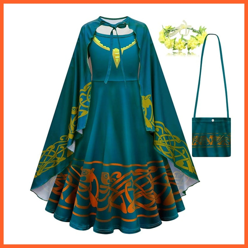 whatagift.com.au Kids Dresses 2-3T (100) / Merida set D Brave Merida Costume for Girls Halloween Princess Dress | Party Cosplay Costume