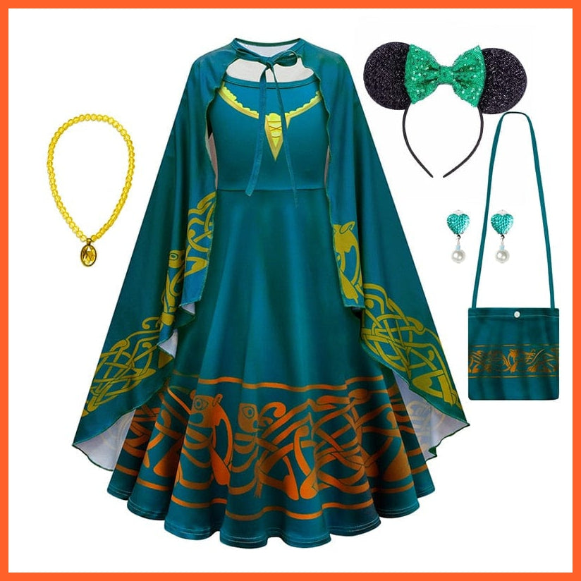 whatagift.com.au Kids Dresses 2-3T (100) / Merida set E Brave Merida Costume for Girls Halloween Princess Dress | Party Cosplay Costume