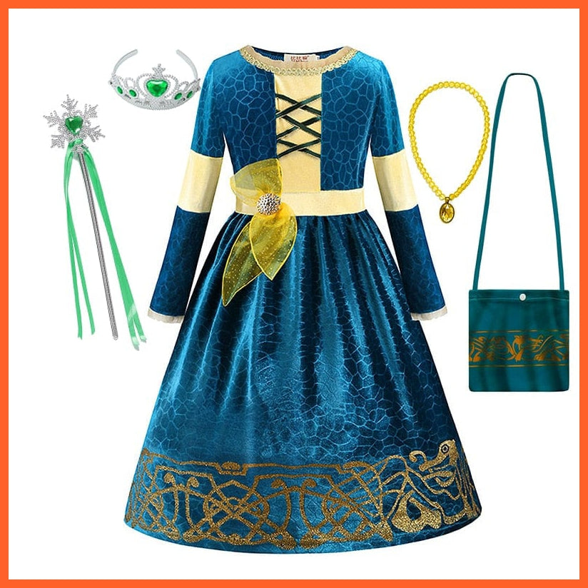 whatagift.com.au Kids Dresses 2-3T (100) / Merida set Q Brave Merida Costume for Girls Halloween Princess Dress | Party Cosplay Costume