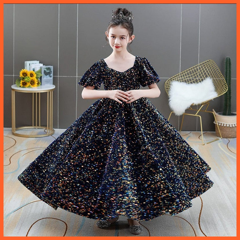 whatagift.com.au Kids Dresses 3T / As picture 1 Gorgeous Sequins Velvet Pageant Gown | Girls Princess Wedding Party Dress