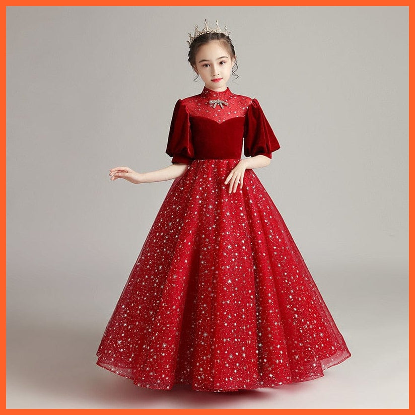 whatagift.com.au Kids Dresses 3T / As picture 2 Gorgeous Sequins Velvet Pageant Gown | Girls Princess Wedding Party Dress