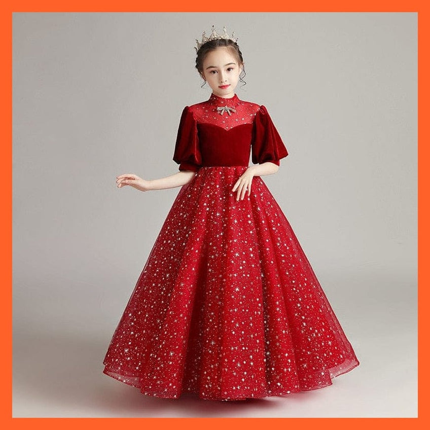 whatagift.com.au Kids Dresses 8T / As picture 2 Gorgeous Sequins Velvet Pageant Gown | Girls Princess Wedding Party Dress