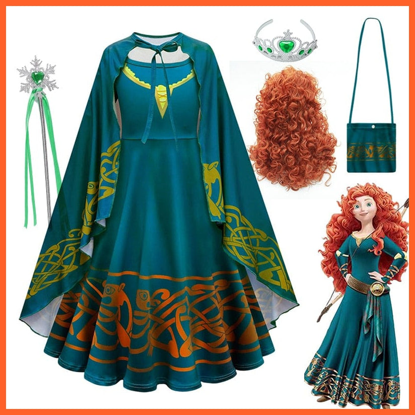 whatagift.com.au Kids Dresses Brave Merida Costume for Girls Halloween Princess Dress | Party Cosplay Costume