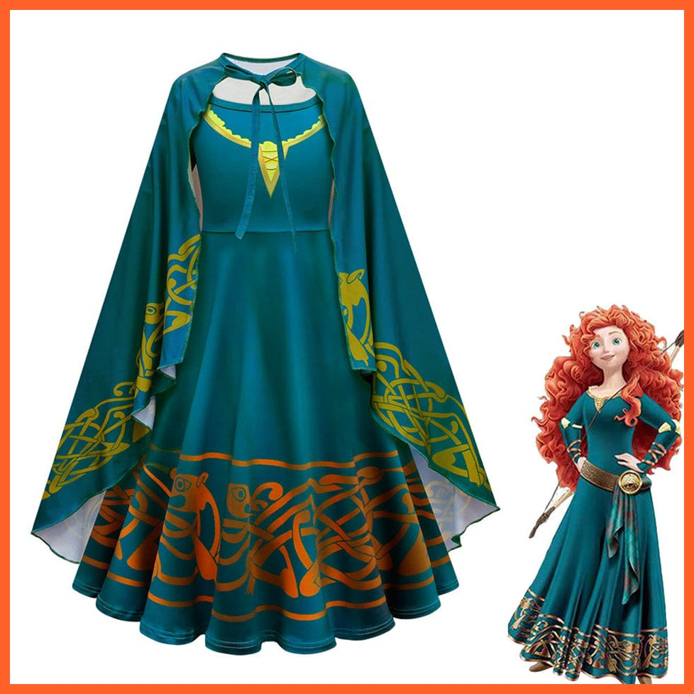 whatagift.com.au Kids Dresses Brave Merida Costume for Girls Halloween Princess Dress | Party Cosplay Costume