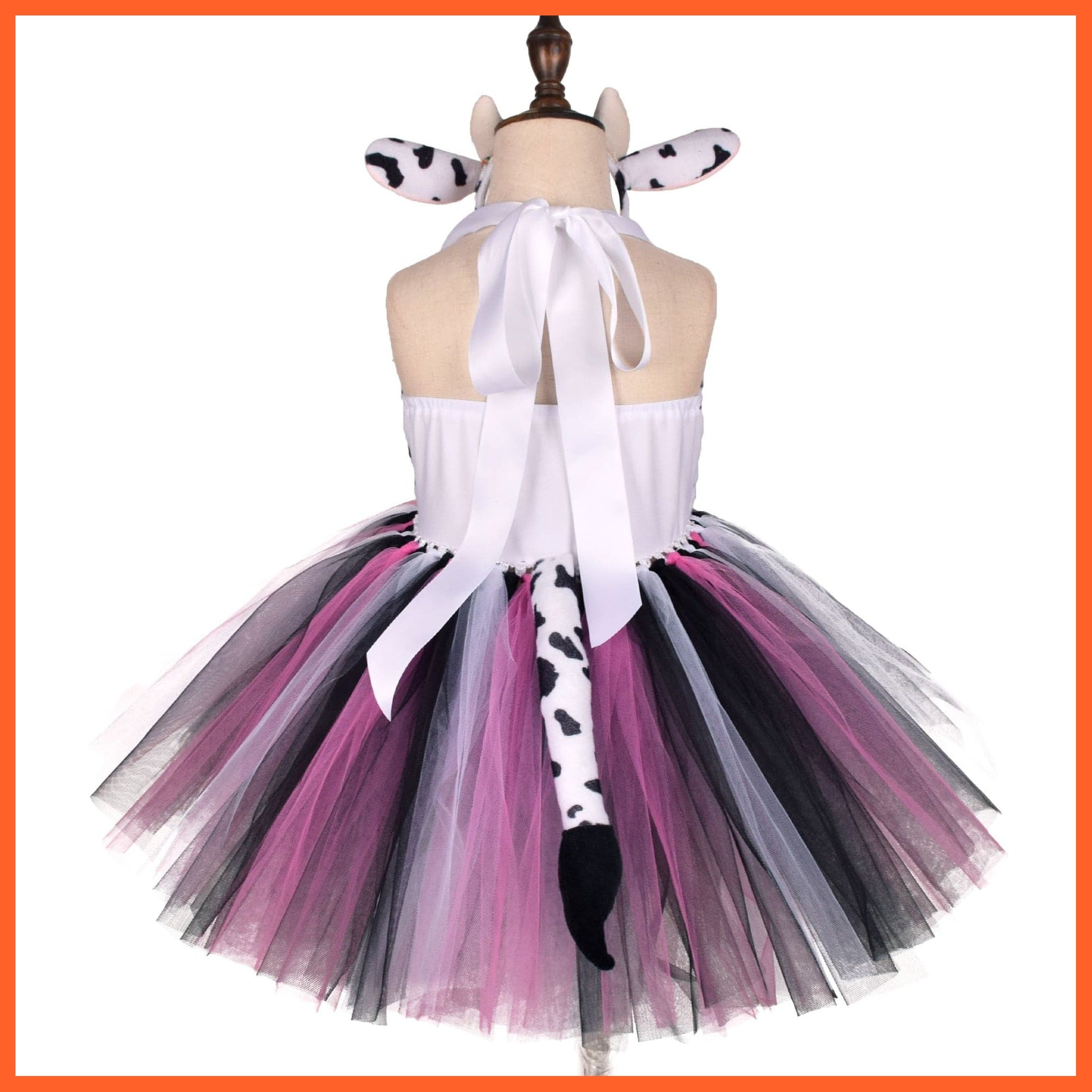 whatagift.com.au Kids Dresses Cartoon Cosplay Girls Tutu Dress | Cow Halloween Costume Kids Dresses