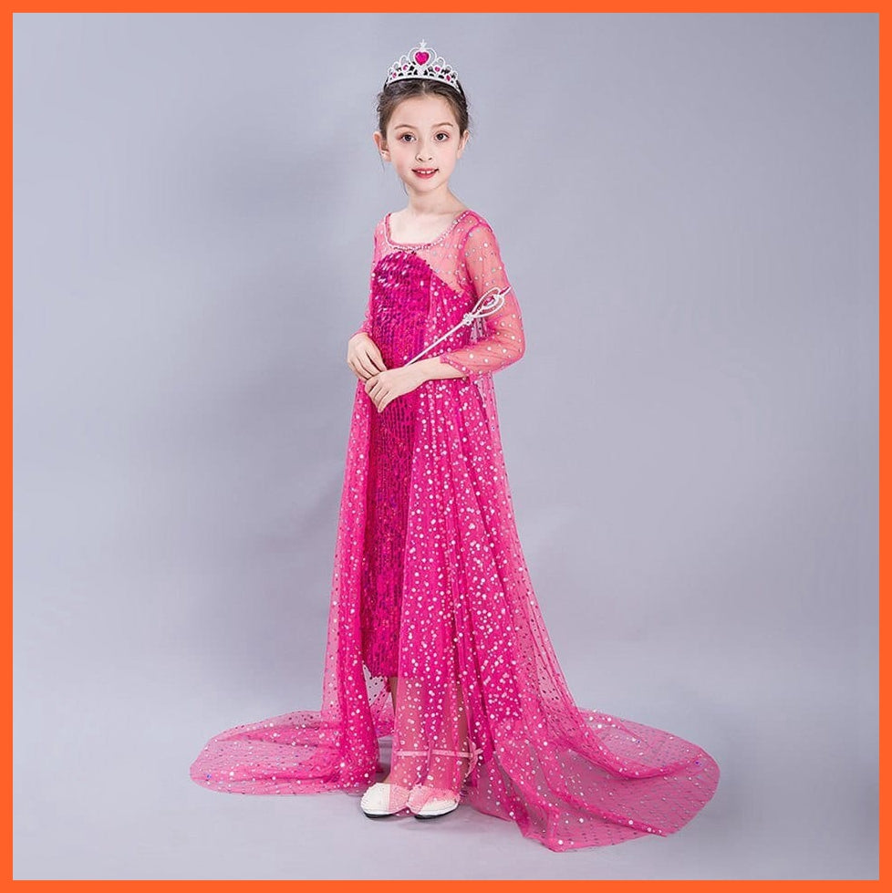 whatagift.com.au Kids Dresses Cosplay Elsa Girls Sequins Dress | Party White Gowns Princess Costumes