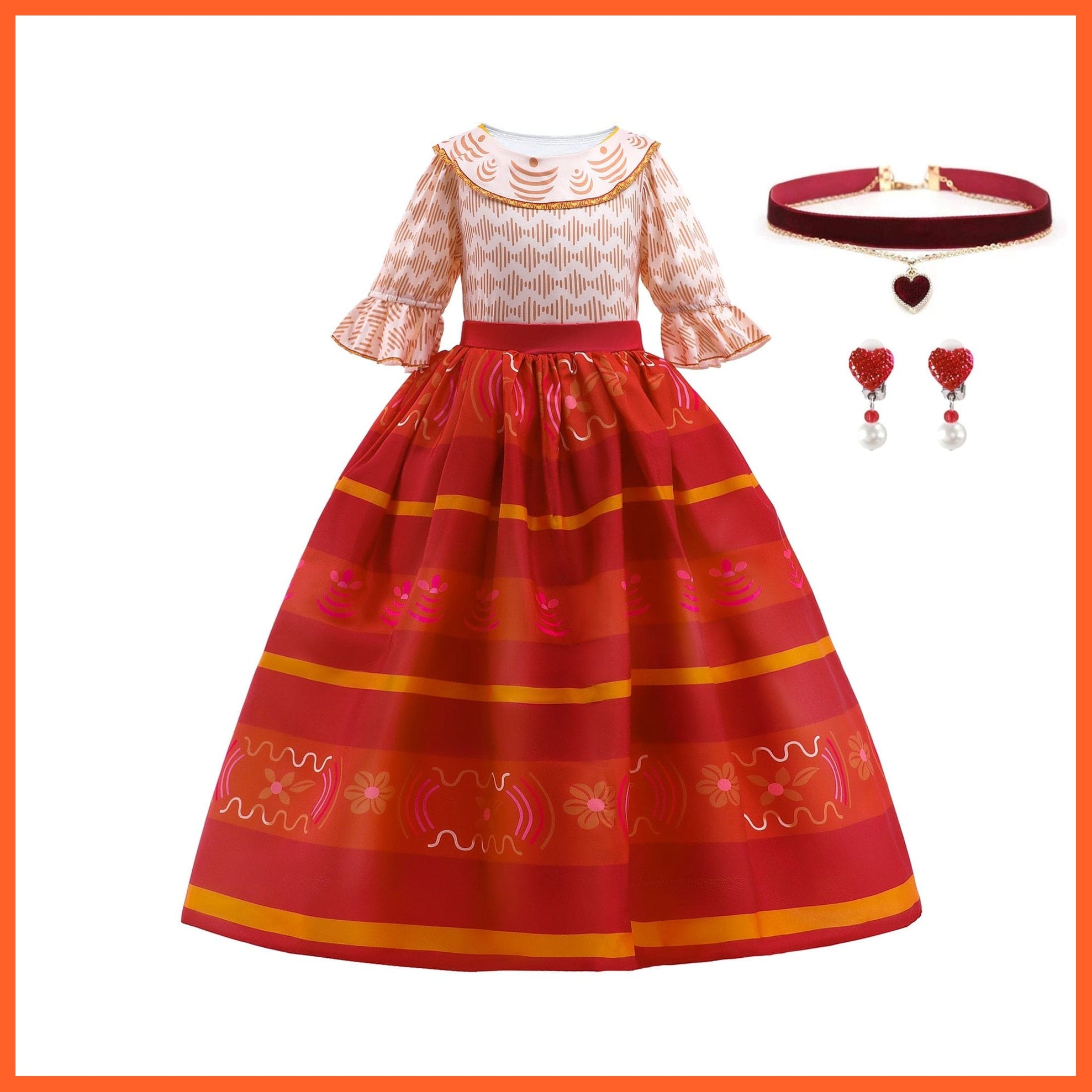 whatagift.com.au Kids Dresses Dolors dress set D / 2-3T (tag 100) Encanto Girls Dolores Costume | Mirabel Cosplay Princess Dress Up Clothes