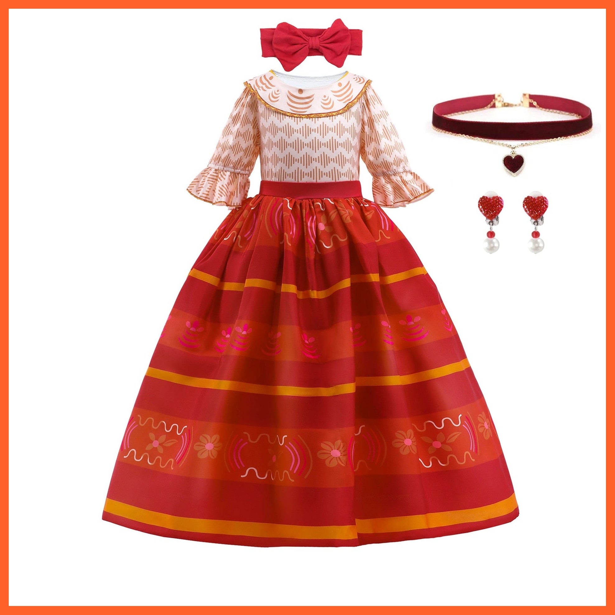 whatagift.com.au Kids Dresses Dolors dress set E / 2-3T (tag 100) Encanto Girls Dolores Costume | Mirabel Cosplay Princess Dress Up Clothes