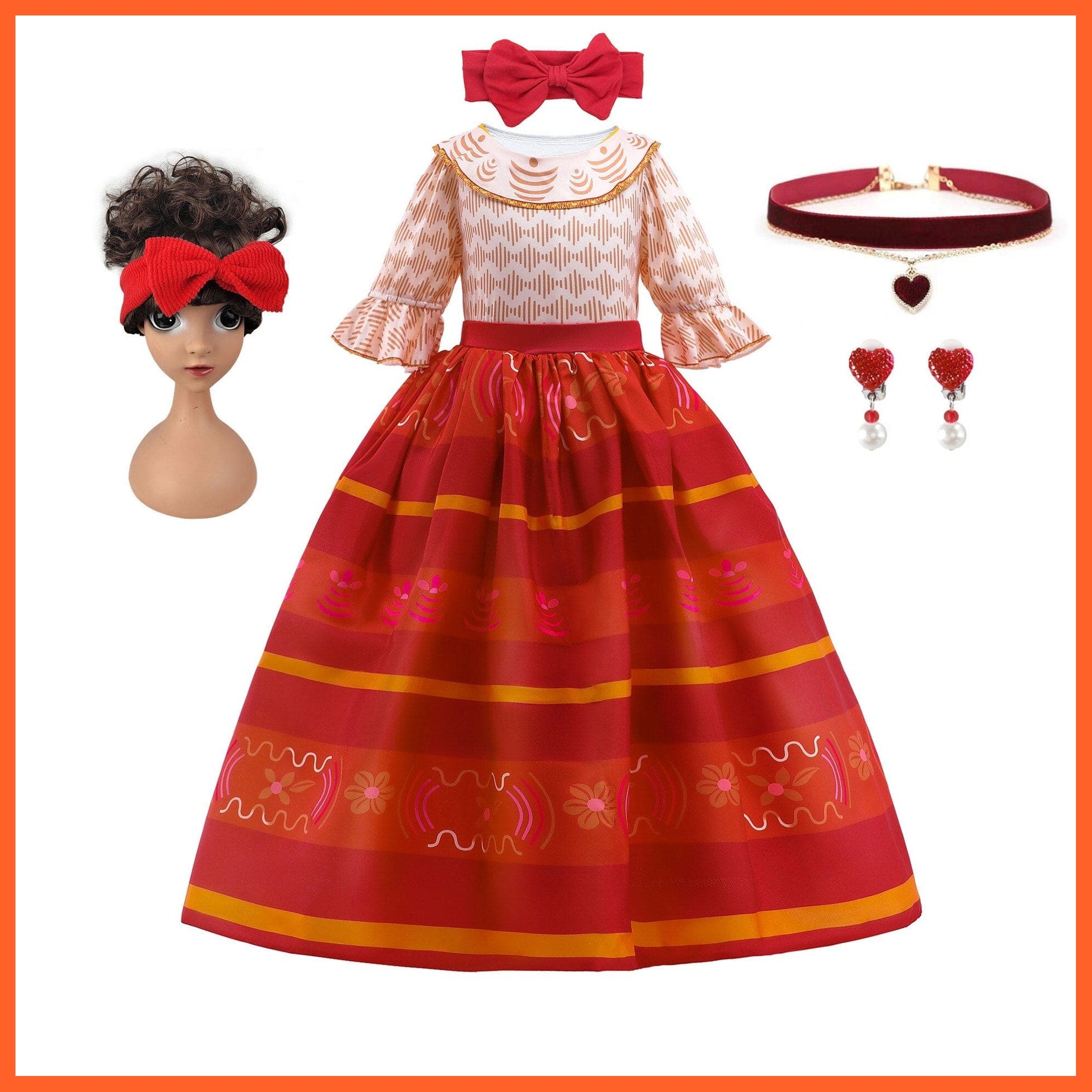 whatagift.com.au Kids Dresses Dolors dress set F / 2-3T (tag 100) Encanto Girls Dolores Costume | Mirabel Cosplay Princess Dress Up Clothes