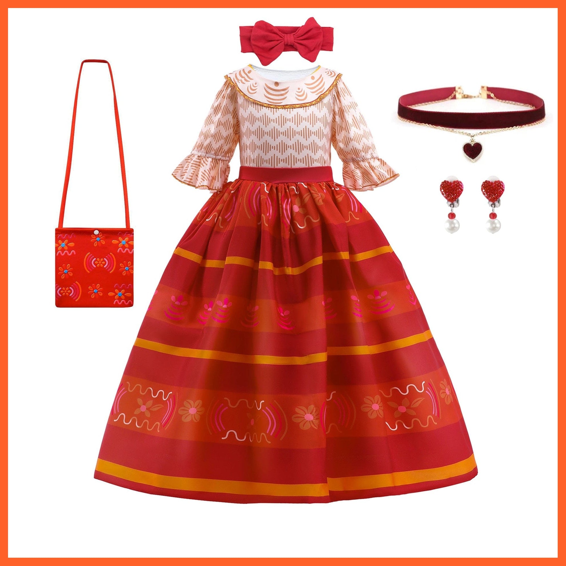 whatagift.com.au Kids Dresses Dolors dress set G / 2-3T (tag 100) Encanto Girls Dolores Costume | Mirabel Cosplay Princess Dress Up Clothes