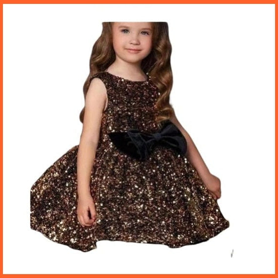 whatagift.com.au Kids Dresses Girls Princess Dress Gorgeous Gold Sequin Pageant Gown