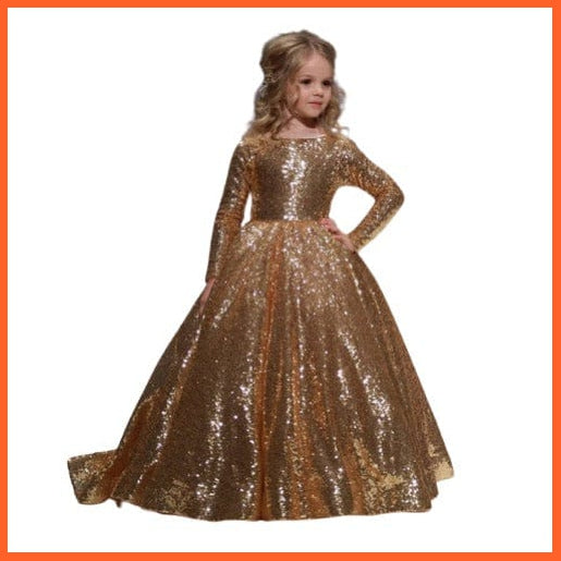 whatagift.com.au Kids Dresses Girls Princess Dress Gorgeous Gold Sequin Pageant Gown