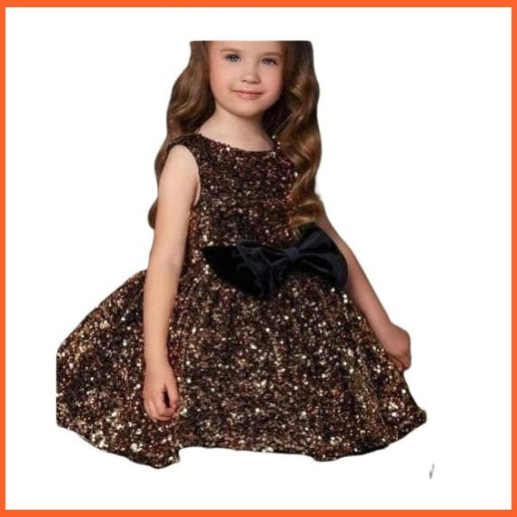 whatagift.com.au Kids Dresses Gorgeous Gold Sequin Girls Princess Dress Pageant Gown