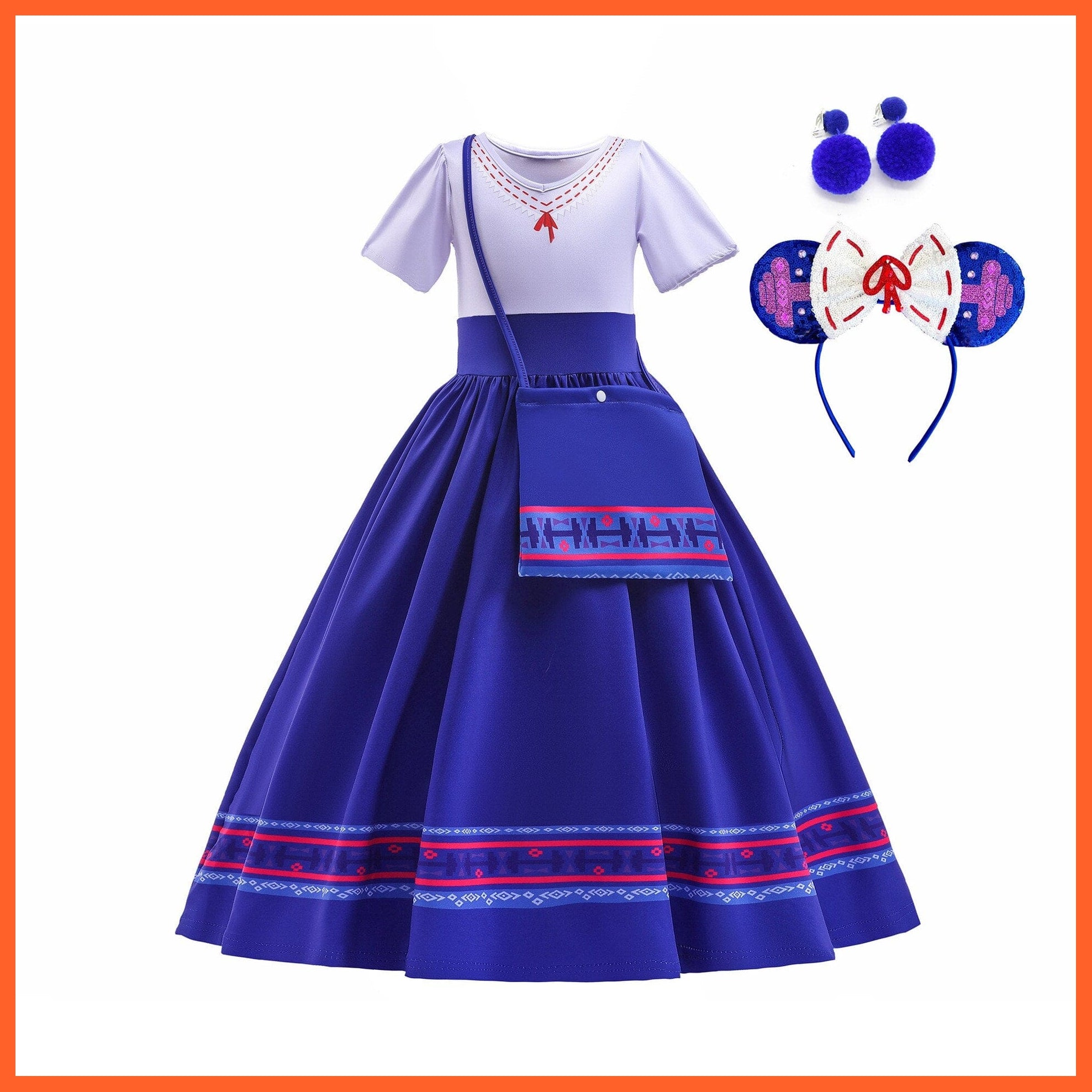 whatagift.com.au Kids Dresses Louisa dress set D / 2-3T (tag 100) Encanto Girls Dolores Costume | Mirabel Cosplay Princess Dress Up Clothes