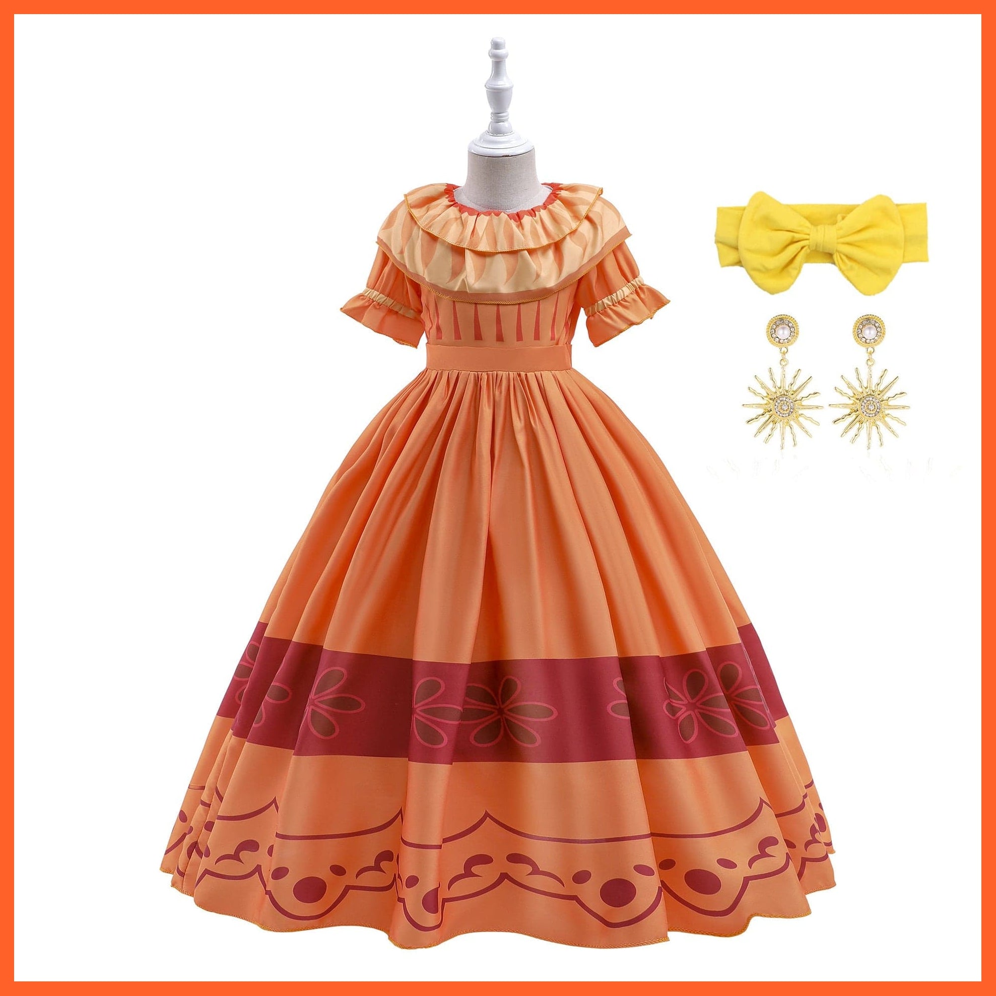 whatagift.com.au Kids Dresses Pepa dress set A / 2-3T (tag 100) Encanto Girls Dolores Costume | Mirabel Cosplay Princess Dress Up Clothes