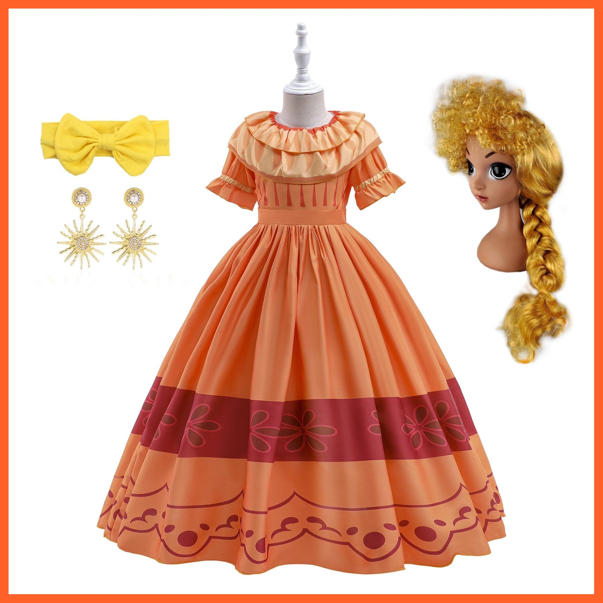 whatagift.com.au Kids Dresses Pepa dress set C / 2-3T (tag 100) Encanto Girls Dolores Costume | Mirabel Cosplay Princess Dress Up Clothes