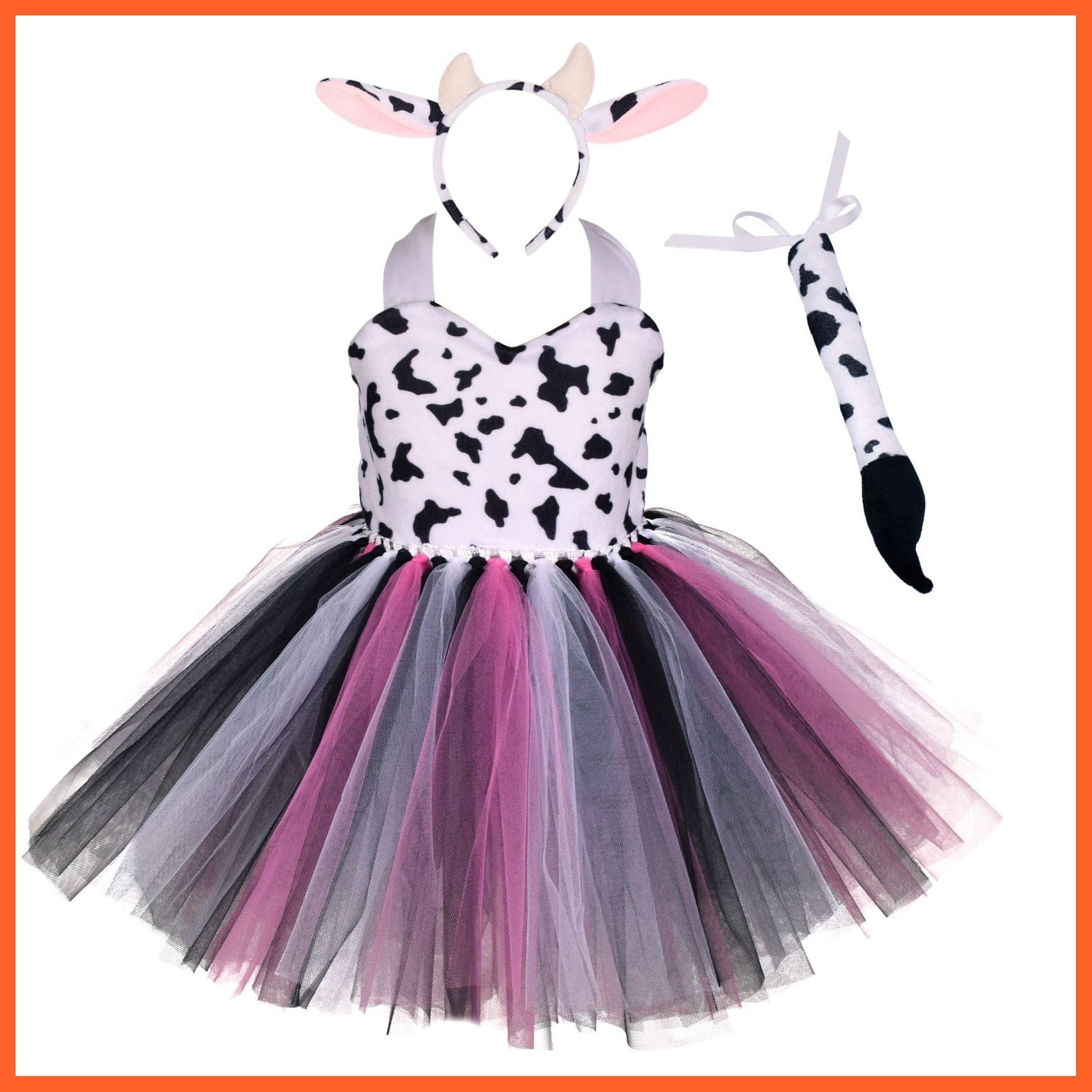 whatagift.com.au Kids Dresses purple / 2T Cartoon Cosplay Girls Tutu Dress | Cow Halloween Costume Kids Dresses