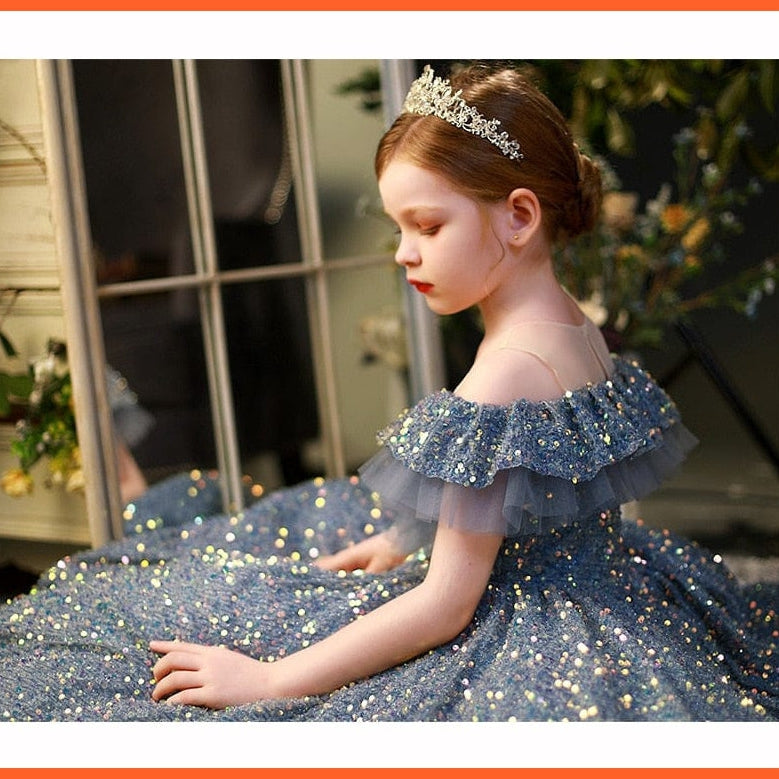 whatagift.com.au Kids Dresses Sequins Children Pageant Gown Gorgeous | Girls Princess Tulle Dress