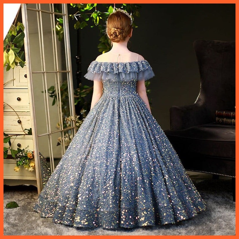whatagift.com.au Kids Dresses Sequins Children Pageant Gown Gorgeous | Girls Princess Tulle Dress